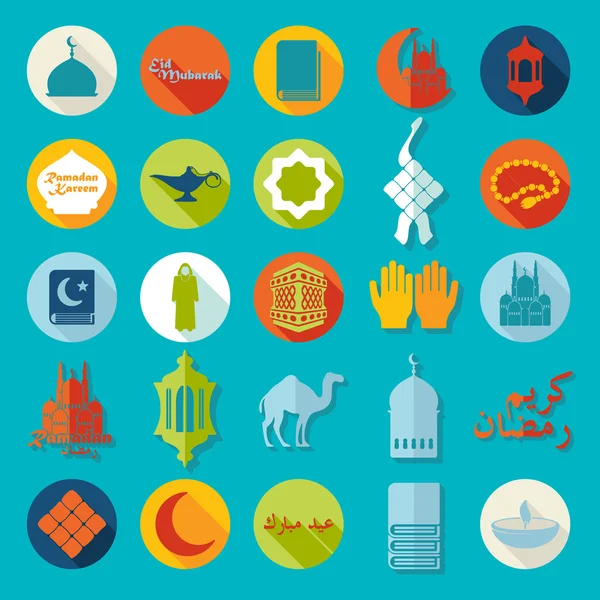 Iconos planos: Ramadan Kareem — Vector de stock