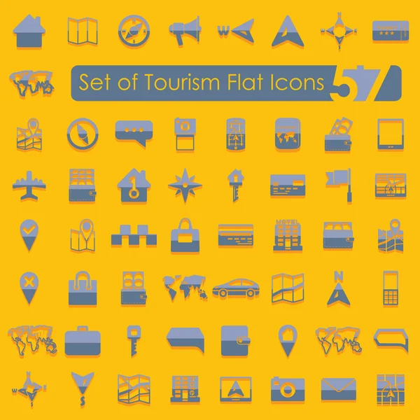 Turismo iconos planos — Vector de stock