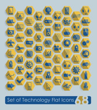teknoloji düz simgeler kümesi