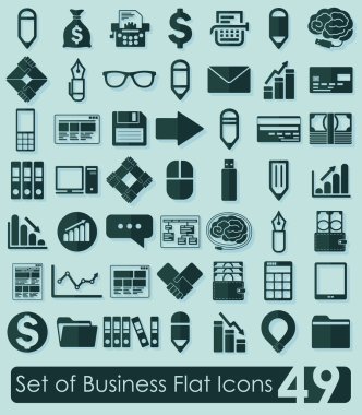 İş Düz Simgeleri Seti