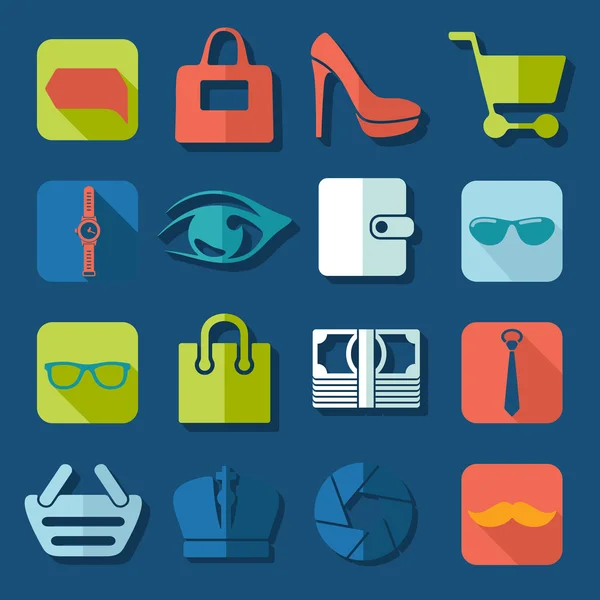 Set of fashion flat icons — Stock Vector