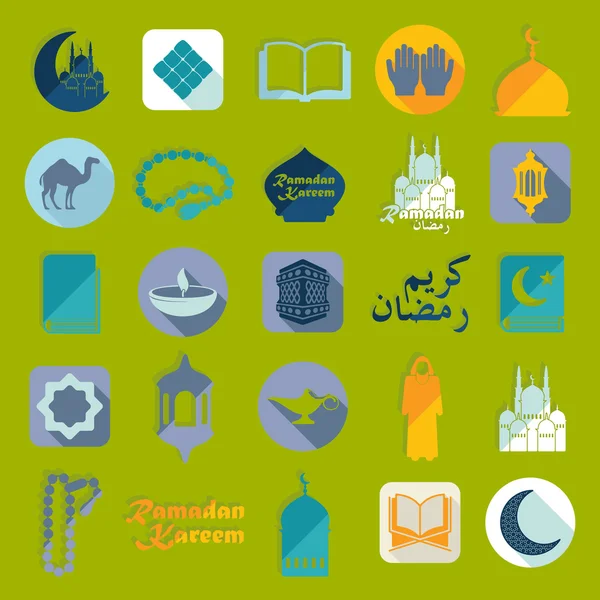 Iconos planos: Ramadan Kareem — Vector de stock