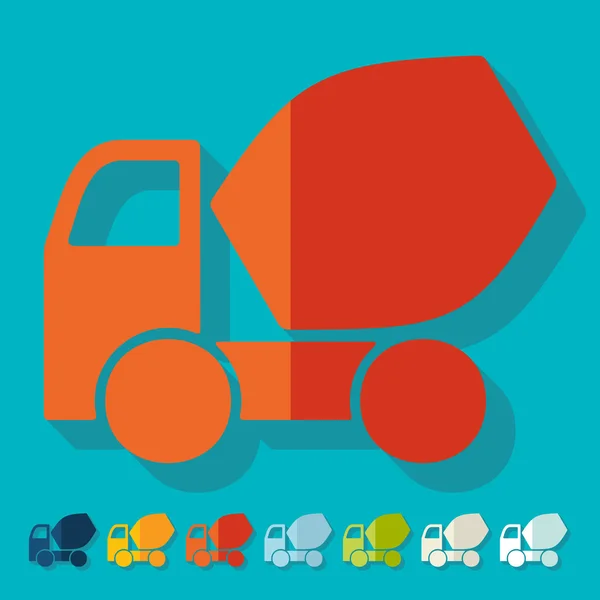 Platte ontwerp: Cement Mixer — Stockvector