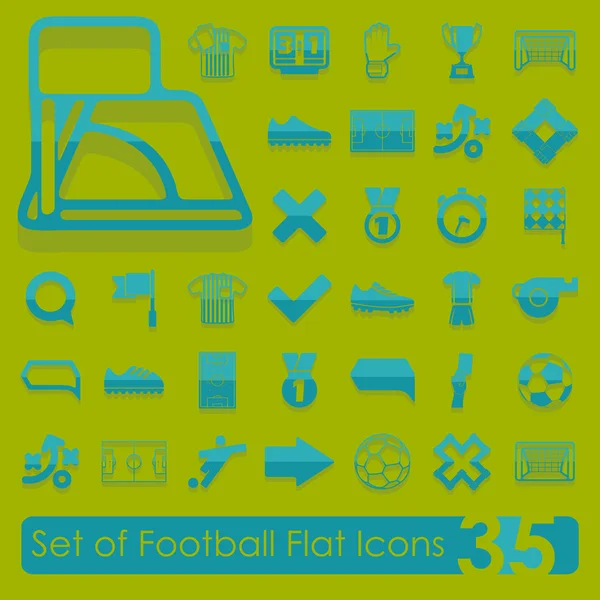 Conjunto de iconos planos de fútbol — Archivo Imágenes Vectoriales