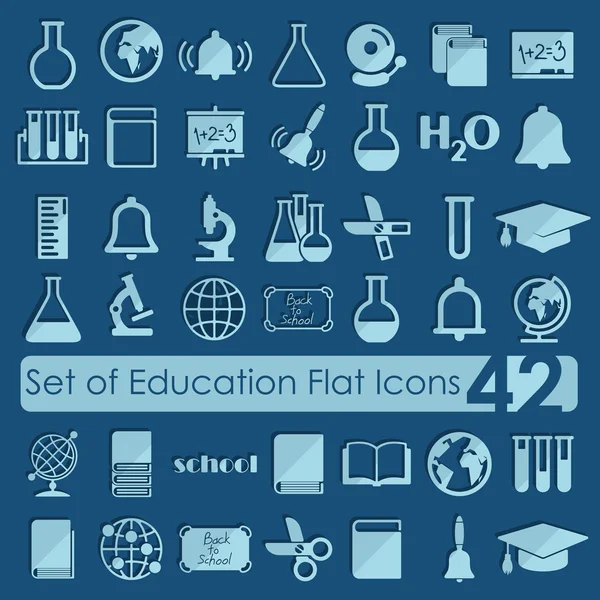 Conjunto de iconos planos de educación — Vector de stock