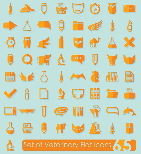 Set van veterinaire plat pictogrammen — Stockvector