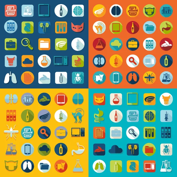 Conjunto de iconos planos veterinarios — Vector de stock