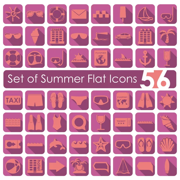 Ensemble d'icônes plates d'été — Image vectorielle