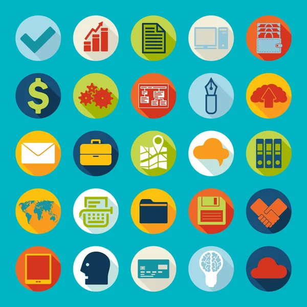 Set of business flat icons — Stock Vector