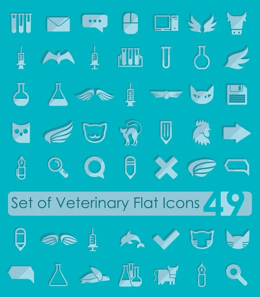 Set de icoane plate veterinare — Vector de stoc