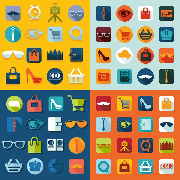 Set of fashion flat icons — Stock Vector