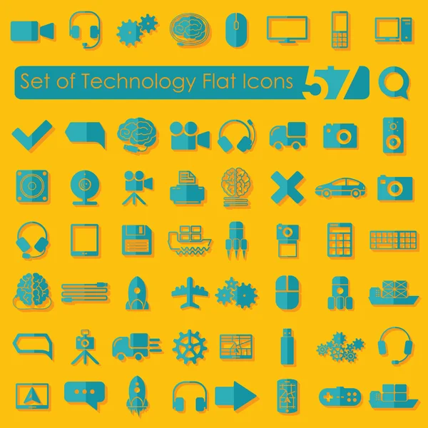 Conjunto de iconos planos de tecnología — Vector de stock