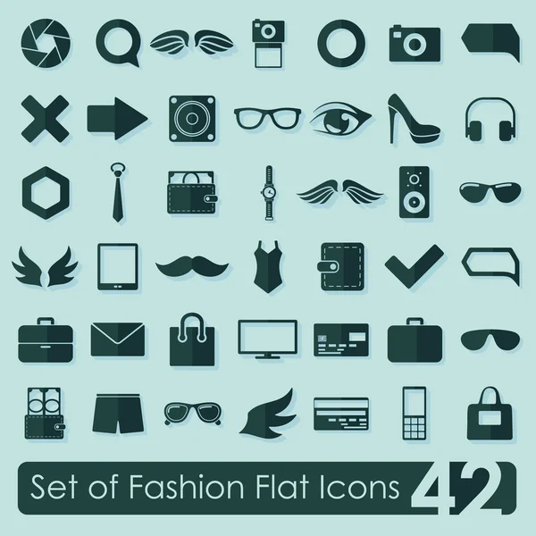 Conjunto de iconos planos de moda — Vector de stock