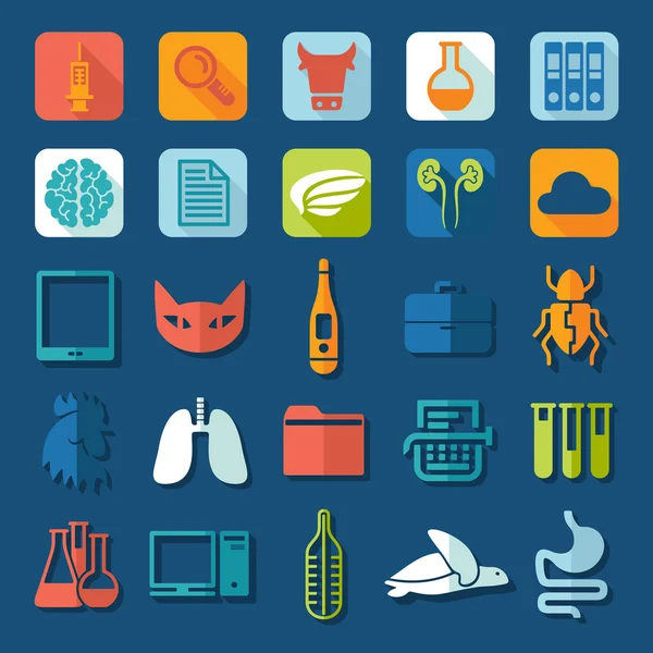 Iconos planos veterinarios — Vector de stock