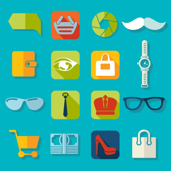 Set of fashion flat icons — Stock Vector