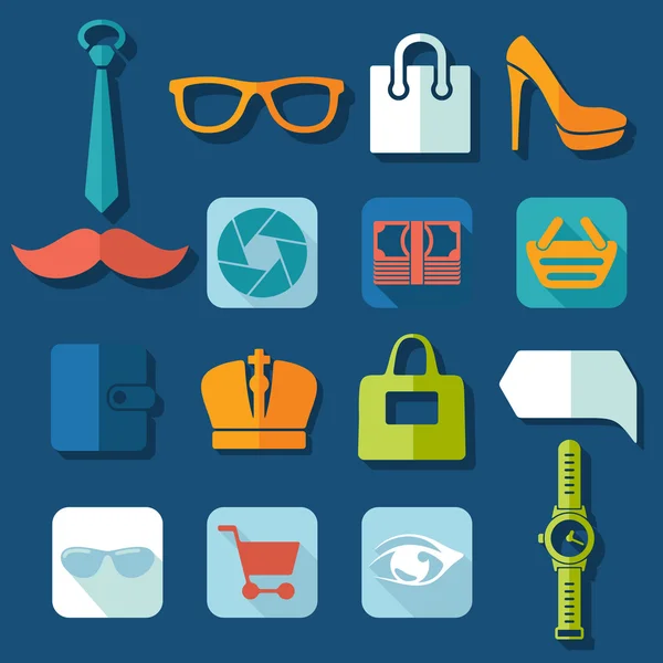 Set of fashion flat icons — Stock Vector