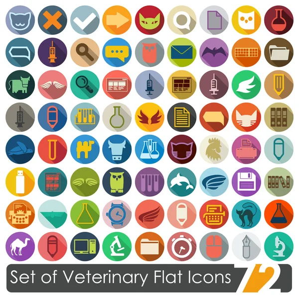 Iconos planos veterinarios — Vector de stock