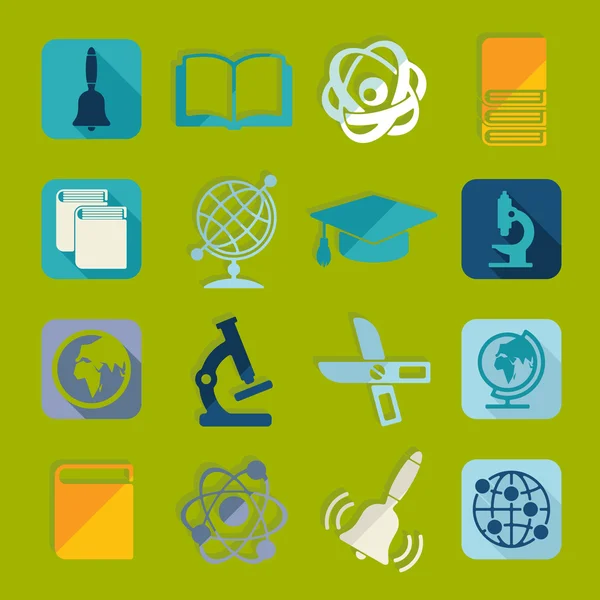 Educación Iconos planos — Vector de stock