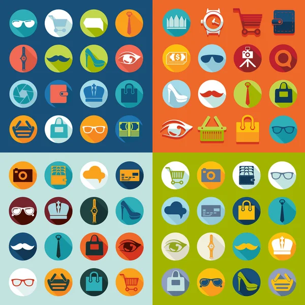 Iconos planos de moda — Vector de stock