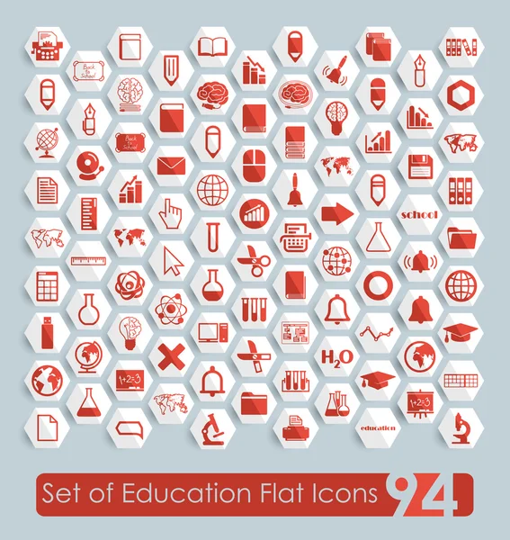 Educación Iconos planos — Vector de stock