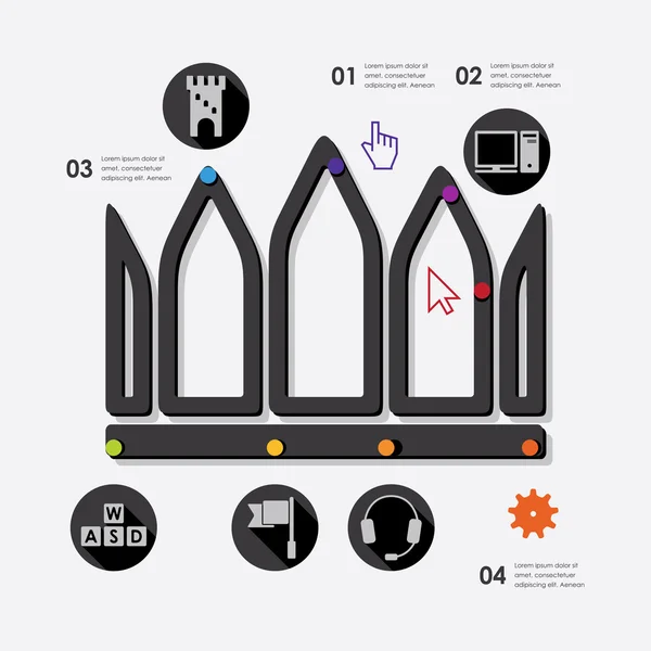 Infografic de jocuri plat — Vector de stoc