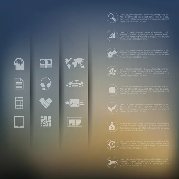 Infographie d'entreprise sur fond flou — Image vectorielle