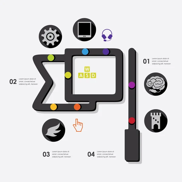 Infografía de juegos planos — Vector de stock