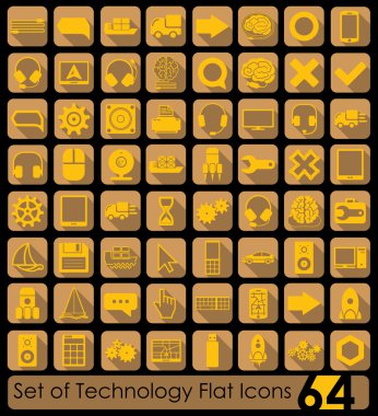 teknoloji düz simgeler kümesi
