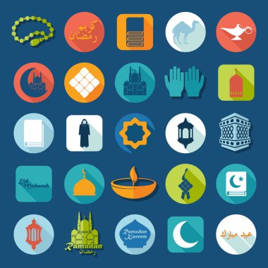 Düz simgeler kümesi Ramazan Kareem