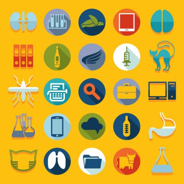 Veteriner düz simgeler kümesi