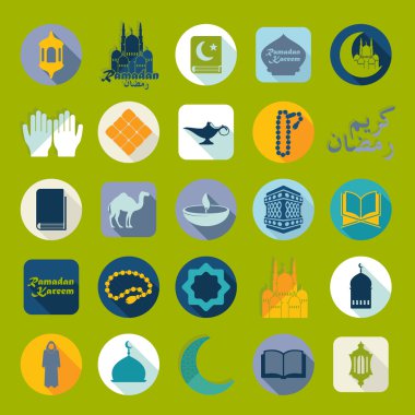 Düz simgeler kümesi Ramazan Kareem