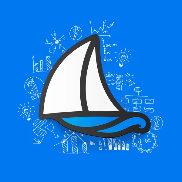 Sailboat and handdrawn formulas — Stock Vector