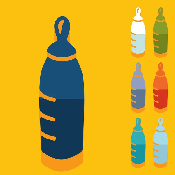 Botellas de bebé iconos de diseño plano — Vector de stock