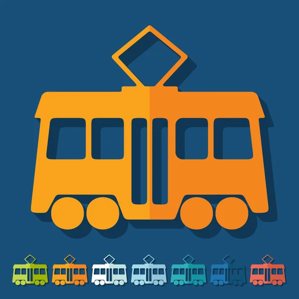 Tramvaylar düz tasarım simgeler — Stok Vektör