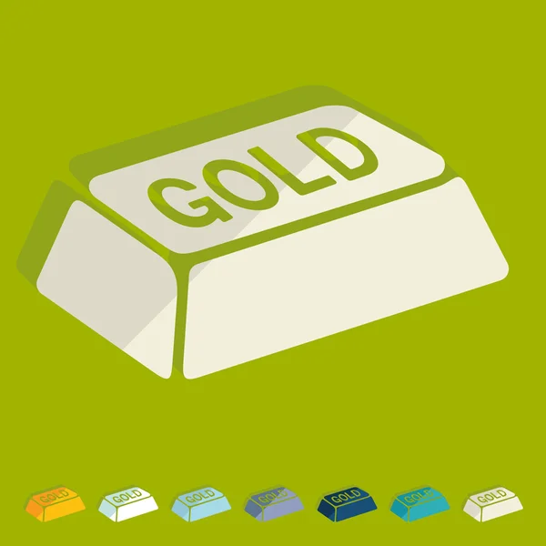 Bullion gold flat design icons — Stock Vector