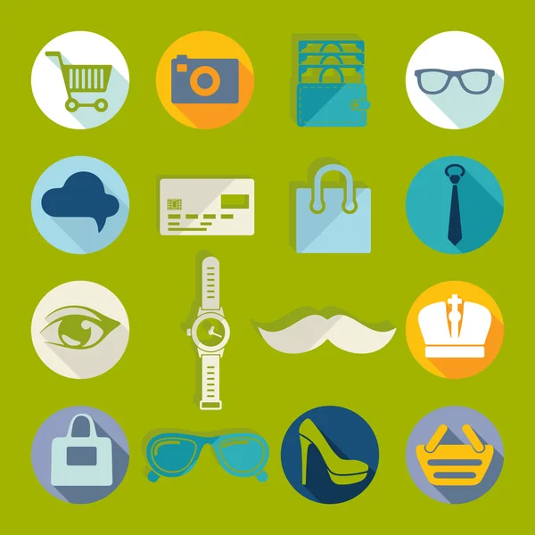 Set of fashion flat icons — Stock Vector