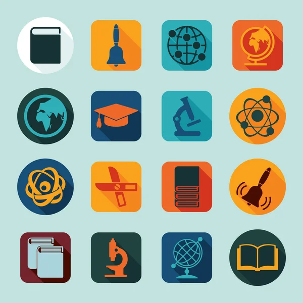 Set di icone piatto di istruzione — Vettoriale Stock