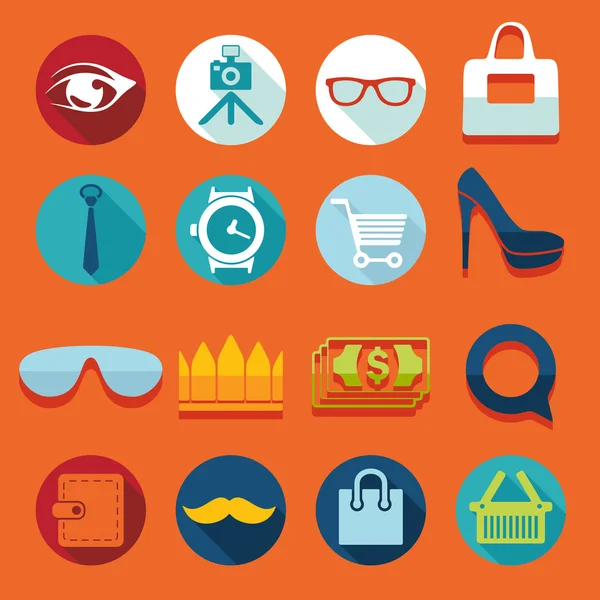 Set of fashion flat icons — Stock Vector