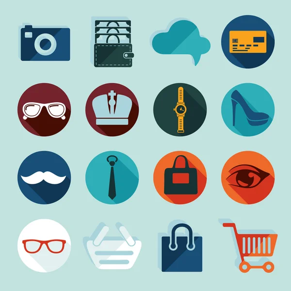 Set of fashion flat icons — Stock Vector