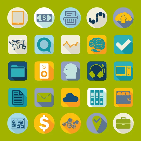 Set of business flat icons — Stock Vector