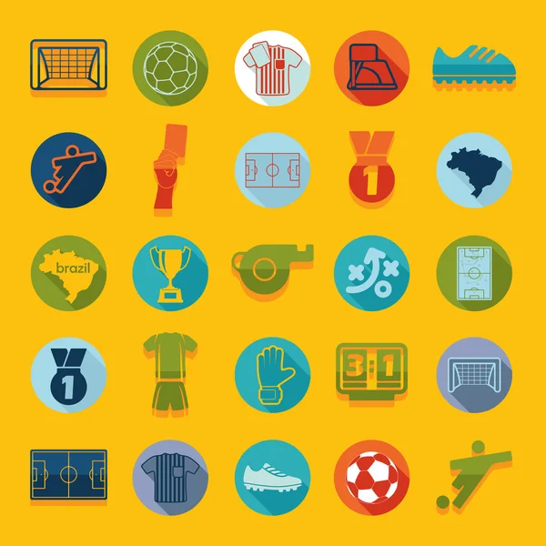 Set of football, soccer flat icons — Stock Vector