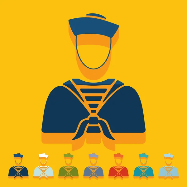 Marynarz płaski kształt ikony — Wektor stockowy