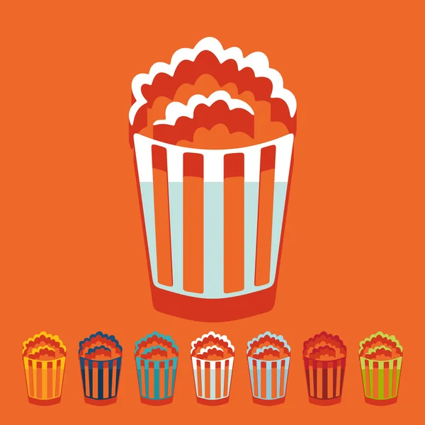 Popcorn icone di design piatto — Vettoriale Stock