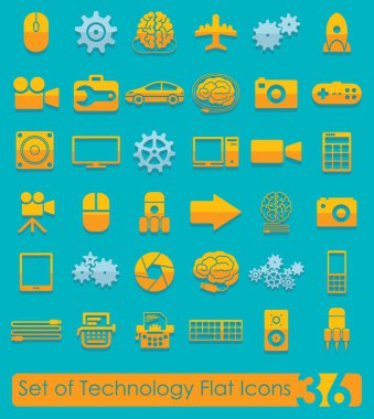 teknoloji düz simgeler kümesi