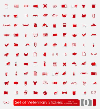 Veteriner çıkartmaları kümesi