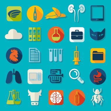 Veteriner düz simgeler