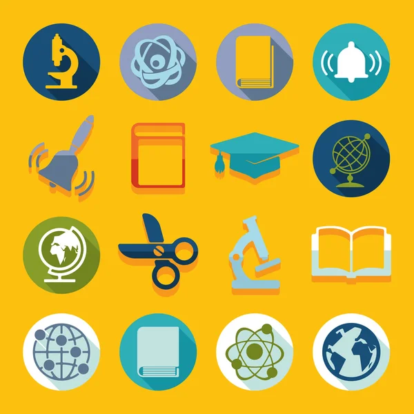 Educación Iconos planos — Vector de stock