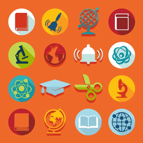 Educación Iconos planos — Vector de stock