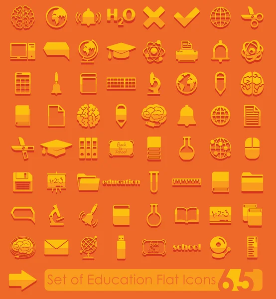 Conjunto de iconos planos de educación — Vector de stock