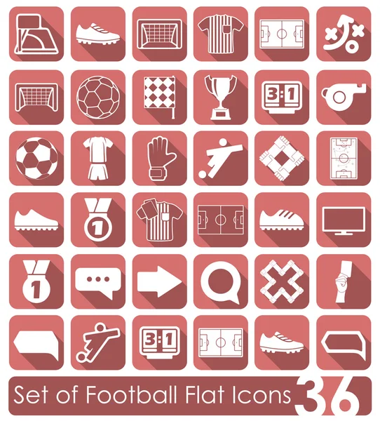 Conjunto de iconos planos de fútbol — Archivo Imágenes Vectoriales